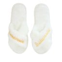 Papuci pufoși pentru femei Bridesmaid 28 cm Papuci de casă albi pentru domnișoara de onoare Petrecere de rămas bun 1