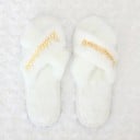 Papuci pufoși pentru femei Bridesmaid 28 cm Papuci de casă albi pentru domnișoara de onoare Petrecere de rămas bun 3
