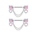 Par de joias para mamilos tamanho 1,6 mm Piercing corporal brilhante para mulheres e raparigas Motivo romântico delicado 1