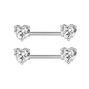 Par de joias românticas em forma de coração para mamilos tamanho 1,6 mm Piercing corporal brilhante para mulheres e raparigas Detalhe 2