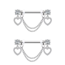 Par de joyas en forma de corazón para pezones tamaño 1,6 mm Piercing corporal brillante para mujeres y chicas Con un delicado motivo 3