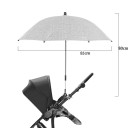 Parasolka do wózka 85 x 80 cm Ochrona przed słońcem i deszczem Regulowany klips Uniwersalne zastosowanie Powłoka winylowa 2