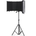 Paravan acústico para microfone com suporte de 2 m Redução de ecos ao gravar voz e canto Cinco painéis com espuma acústica em forma de pirâmide 1