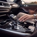 Pârghie de schimbător de viteze din cristal și buton iDrive CIC, set de 3 piese, logo M și RND, ABS și cristal, transparent, pentru BMW seria 5, 6, 7 5