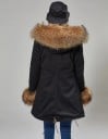 Parka d'hiver pour femmes avec capuche bordée de fourrure de raton laveur Doublure en fourrure et poignets Ajustement à la taille 13