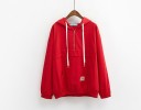 Parka de primavera para mulher em estilo japonês com capuz Zip no peito Bolso canguru Punhos e bainha elásticos Algodão poliéster 34
