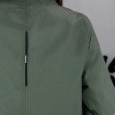 Parka feminina mais longa para a primavera e outono Capuz com cordões Fecho com zíper Punhos canelados Corte mais solto Fitas 4
