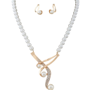 Pärlsmyckeset halsband 42+7 cm och örhängen 1,7 cm Klassiska modejuveler för kvinnor Zinklegering Födelsedagspresent 4