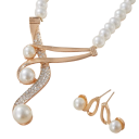 Pärlsmyckeset halsband 42+7 cm och örhängen 1,7 cm Klassiska modejuveler för kvinnor Zinklegering Födelsedagspresent 5