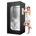 Parná sauna pre jednu osobu s 9 stupňami teploty 85 x 85 x 180 cm oxfordská tkanina 1000 W parný generátor 2,6 l čierna na saunovanie 1