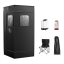 Parná sauna pre jednu osobu s 9 stupňami teploty 85 x 85 x 180 cm oxfordská tkanina 1000 W parný generátor 2,6 l čierna na saunovanie 2