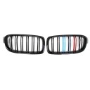 Parrilla delantera para BMW 3 F30 F31 F35 2011–2018 Juego de 2 rejillas en acabado negro brillante con lamas de colores aspecto deportivo 1