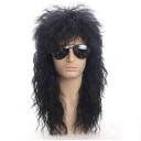 Paruka Rockstar de los años 70 y 80, rubia, punk, esponjosa, larga, mullet, sintética, para cosplay, para hombres, fiesta de Halloween, con gorra gratis 1