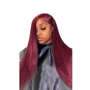 Paruka z pravých lidských vlasů rovná s přední krajkou 33 x 15,2 cm délka 86,4 cm hustota 180 % vínově červená na běžné i slavnostní nošení 3
