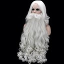 Paryk og kunstigt skægsæt 60 cm Paryk 40 cm Hvid syntetisk paryk med langt skæg Kostume Julemanden Engel Karneval Teaterrekvisit 4