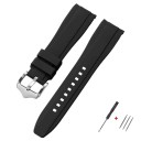 Pasek do zegarka 20 mm Gumowy silikonowy pasek z zaokrąglonym końcem do Swatch Omega Moonswatch Omega Speedmaster Seiko wodoodporny pasek ze srebrną klamrą 1