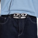 Pásek s ozdobnou sponou DVD Délka 105 cm Šířka 2,8 cm Umělá kůže polyuretan Hliníková přezka Černý se stříbrnou sponou K džínům a kalhotám 4