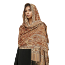 Pashmina Hijab Scarf with Oriental Pattern and Fringes 70x180 cm Polyester for Everyday Wear 14