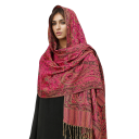 Pashmina Hijab Scarf with Oriental Pattern and Fringes 70x180 cm Polyester for Everyday Wear 17