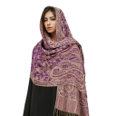 Pashmina Hijab Scarf with Oriental Pattern and Fringes 70x180 cm Polyester for Everyday Wear 7