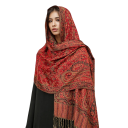 Pashmina Hijab Scarf with Oriental Pattern and Fringes 70x180 cm Polyester for Everyday Wear 15