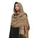 Pashmina Hijab Scarf with Oriental Pattern and Fringes 70x180 cm Polyester for Everyday Wear 8