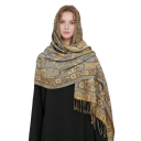 Pashmina Hijab Schal mit Paisley-Ornamenten und Fransen 70x180 cm aus Polyester für elegantes und alltägliches Tragen 3