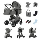 Passeggino 3 in 1 con navetta e seggiolino auto, struttura pieghevole, cotone, per il trasporto quotidiano del bambino 2