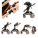 Passeggino 3 in 1 con navetta e seggiolino auto, struttura pieghevole, cotone, per il trasporto quotidiano del bambino 10