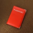 Passport holder with silver inscription Passport and PU leather corner protectors with a fine grain texture Stitched edges 14.2 x 9.8 cm 1