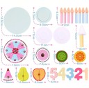 Pastel de cumpleaños de madera de dos pisos 13 cm Juguete de corte infantil con frutas, velas, decoraciones y cuchara Juguete de cocina 5