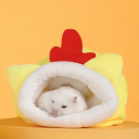Pat pentru hamster 12 x 10 x 9 cm Casă moale și călduroasă din pluș cu motiv de pui Adăpost galben pentru mici rozătoare și animale de companie 2