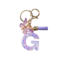 Pătrățel pentru chei 4 cm Clema din rășină Inițiale violet și fluture Ornament decorativ pentru geantă rucsac Cadou pentru femei 8