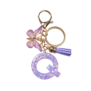 Pătrățel pentru chei 4 cm Clema din rășină Inițiale violet și fluture Ornament decorativ pentru geantă rucsac Cadou pentru femei 18