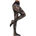 Patterned Tights with Open Structure and Ornamental Design One Size Elastic Black Version for Everyday Wear 4