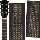 Pegatina para diapasón de guitarra con escala de colores, notas musicales autoadhesivas para aprender los nombres de las notas para principiantes, educación musical, accesorios de guitarra 2