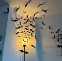 Pegatinas de pared impermeables con diseño de murciélago para decoración de Halloween, pegatinas de pared negras en 3D con diseño de murciélago, varios tamaños, accesorios de decoración espeluznantes, 60 unidades 2