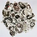 Pegatinas en blanco y negro de PVC 68 unidades Ilustraciones de mujeres con tatuajes y flores Tamaño aproximadamente 5 cm Para decorar y personalizar 3