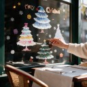 Pegatinas navideñas para ventana Reutilizables Árboles de Navidad con el texto Merry Christmas y copos de nieve Decoraciones de colores 4