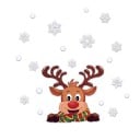 Pegatinas navideñas para ventanas Renito con nariz roja y bufanda Copos de nieve blancos y puntos Decoración para ventanas y vidrio Adorno para niños 2