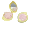 Peigne de voyage pliable avec miroir 8 x 7 x 3 cm Peigne à pression en forme de goutte avec des dents rondes Brosse de coiffage massante pour sac à main 3