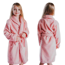 Peignoir en peluche pour enfants unisexe à nouer en cordon Peignoir blanc pour enfants avec des pois roses en coton et polyester 2