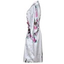 Peignoir féminin à motif floral Peignoir léger en imitation soie Ceinture à nouer à la taille Polyester doux et effet soyeux 4