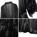 Peignoir femme avec dentelle aux manches Peignoir léger et élégant avec ceinture à la taille Tissu fin en polyamide et spandex 3