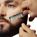 Peine reversible para cabello y barba Peine de plástico con cepillo Herramienta de estilizado de barbería con estampado para uso doméstico 9