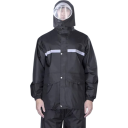 Pelerină de motocicletă completă cu jachetă și pantaloni unisex PVC neagră cu glugă și vizor protecție împotriva ploii pentru mersul cu motocicleta 2