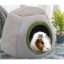 Pelíšek pro hlodavce 21 x 17 cm Šedý teplý domeček z plyšové látky a houby Měkké hnízdo pro křečky, morčata a malé hlodavce 3