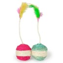 Pelota rascadora de sisal con pluma 6,5 cm Juguete para gatos Juguete de sisal para gatito 5
