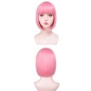 Peluca bob sintética corta de color lila claro de 30 cm, peluca de cosplay de fibra de alta temperatura para mujeres, uso diario, disfraz 2
