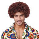 Peluca sintética retro para hombre corta con cabeza explosiva 30 cm hip-hop disco fibra de alta temperatura disfraz cosplay fiesta de Halloween 5